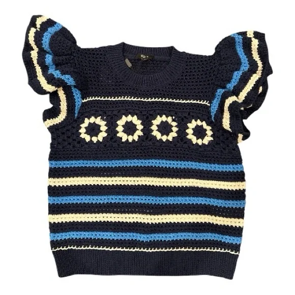 NWT Rails Penelope Crochet Top Sweater Blue Navy  
Striped Size S Flutter Sleeve - Picture 6 of 13